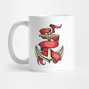 Golden Anchor with Red Ribbon Mug